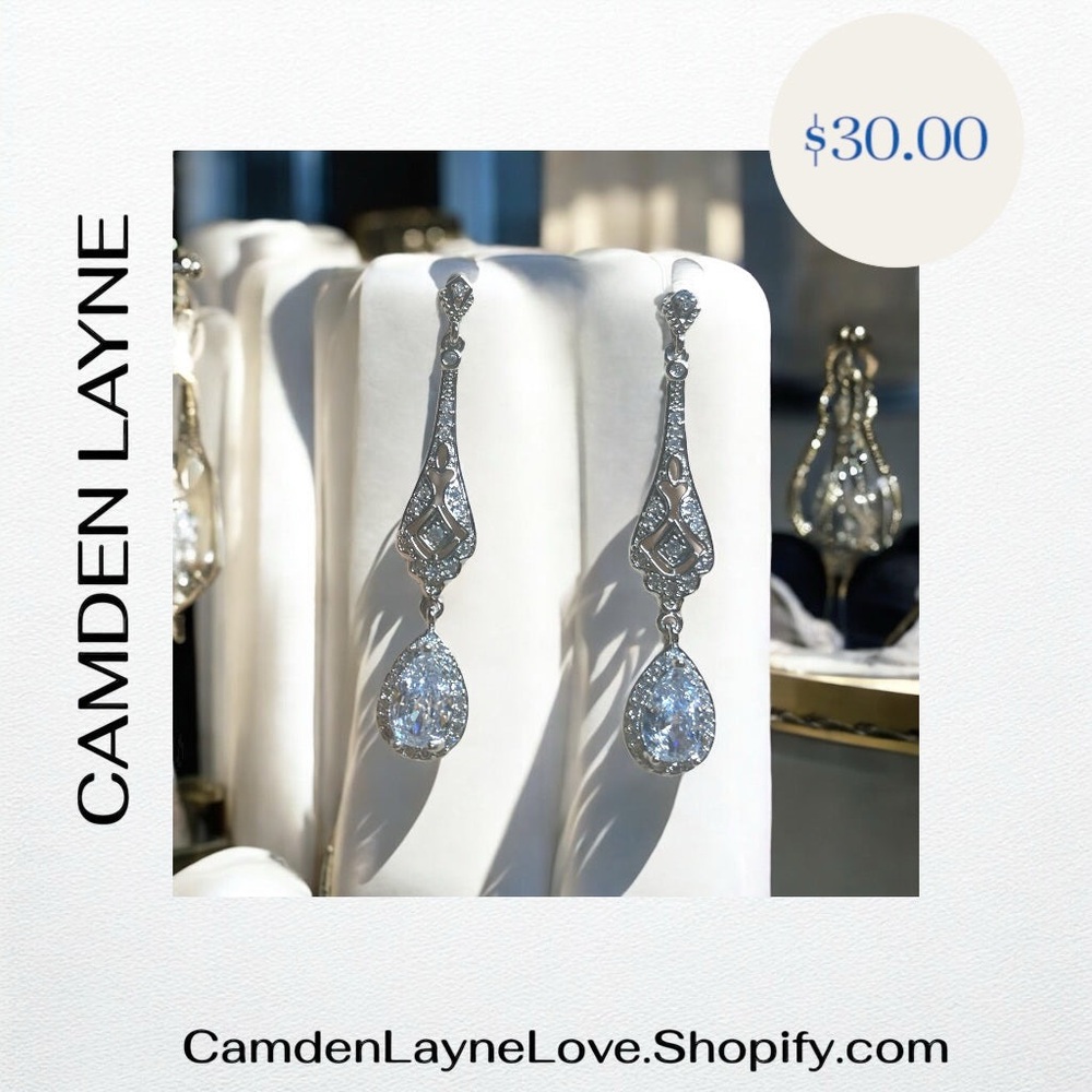 Camden Layne Elegant Silver Drop Earrings